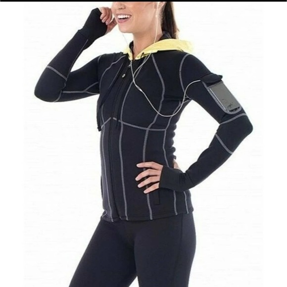 ZAGGORA BURN MORE CALORIES W HOT BODY WATERPROOF BLACK TRACK JACKET W HOOD SZ: M - Picture 2 of 16